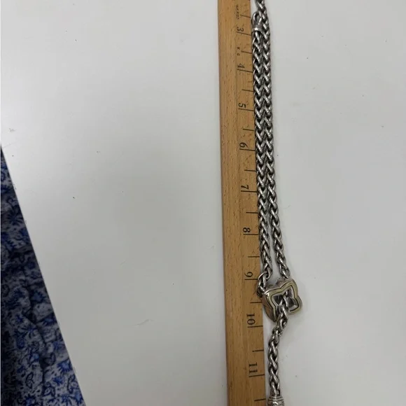 David Yurman Two-Tone Quatrefoil Lariat Adjustable Wheat Chain Necklace